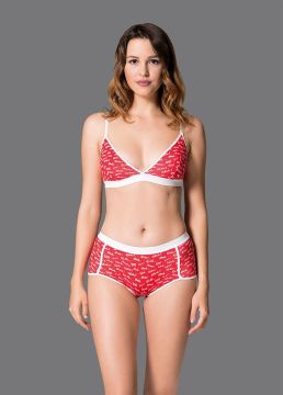 red lined a single band triangle bra