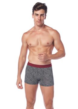 Create compact black male patterned boxer