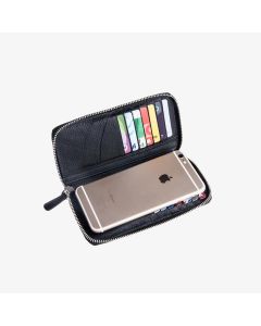 Derideposu Printed Zippered Leather Wallet Piton / 3016