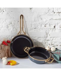 KARACA RETRO ENAMEL PAN SHALLOW PAN SET HARD COAL