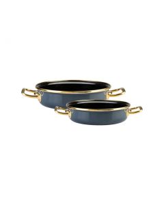 KARACA RETRO ENAMEL 2 PIECE SHALLOW PAN SET HARD COAL