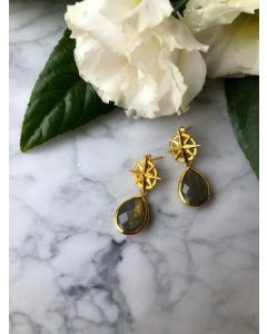 BRASS PITANE DESIGN LABRADORITE EARRINGS