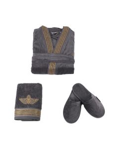 Aysima Men's Singles Bathrobe Set - Anthracite - L