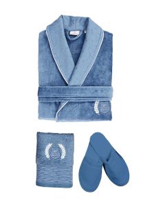 Men's Singles Deep Bathrobe Kit - Dark Blue - L