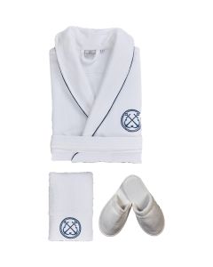 Route Men's Singles Bathrobe Set - White - L