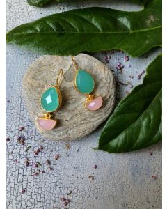 PITANE AQUA CALSEDON AND PINK QUARTZ EARRINGS