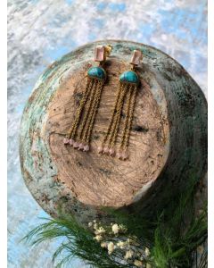 PITANE BRONZE TURQUOISE-PINK QUARTZ EARRINGS