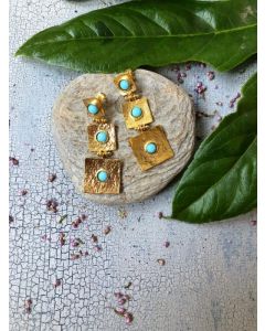 PITANE DESIGN SQUARE TURQUOISE EARRINGS