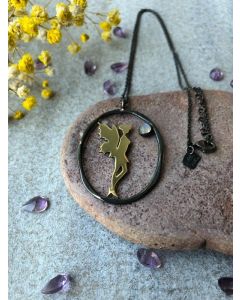 PITANE SILVER MOON STONE FAIRY GIRL NECKLACE