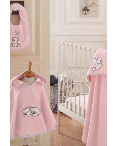 Twin Bears Baby Poncho Set