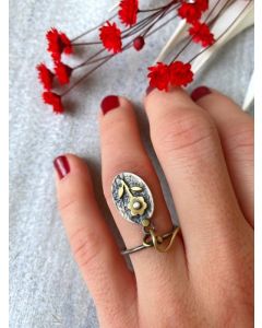 SILVER PITANE FLOWER RING