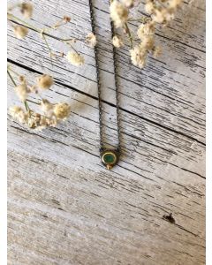 Silver Emerald Stone Minimal Necklace