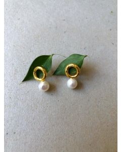 Silver Gold Plated Pearl Earrings