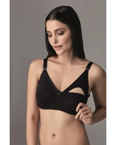 black combed breastfeeding bra