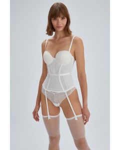 ECRU DREAM COLLECTION STRAPLEZ SEMI-FILLED JARTYER BUSTIER SET