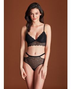 BLACK BARBARA TRIANGLE COATED BRALET SET