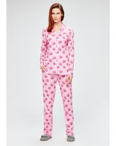 FUCHIA PINK SHIRT WOMEN'S PAJAMAS SET