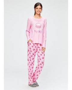 PINK TUBE PATTERNED WOMEN'S PAJAMAS SET