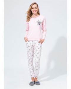 POWDER BUTTONED WOMEN'S PAJAMAS SET