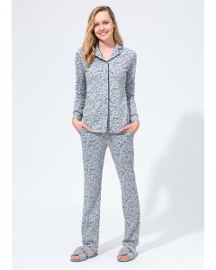 GRAY MELANGE SHIRT WOMEN'S PAJAMA SET