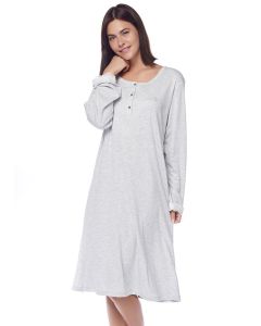 GRAY MELANGE LONG SLEEVE NIGHTGOWN