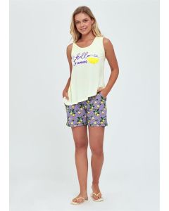 Empirme modal lemon yellow suspenders shorts female team