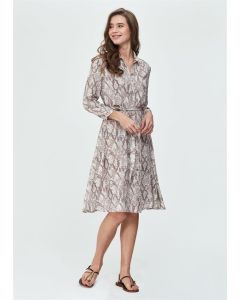 beige snake printed voile dress women