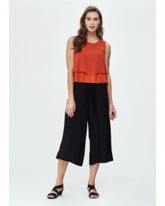 woven black wide-legged pants culotte