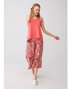 coral paisley sleeveless v-neck modal female capris team