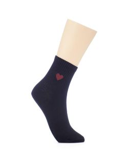 BLACK COTTON HEARTED SHORT SOCKS