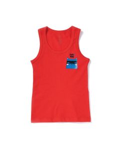 RED COMPACT SUPER HERO PRINTED KIDS UNDERSHIRT