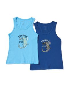 turquoise-blue crocodile printed 2-up boy athlete