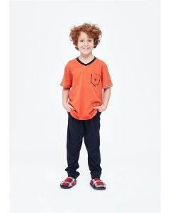 ORANGE KIDS V-NECK SHORT SLEEVE PAJAMAS SET