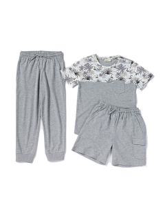 gray melange that six printed palm rib collar boy 3-set