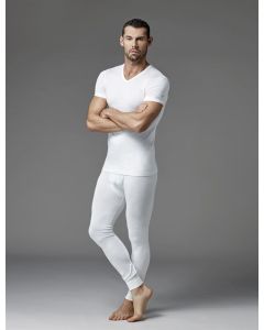 short sleeve v-neck top ecru single men thermal underwear