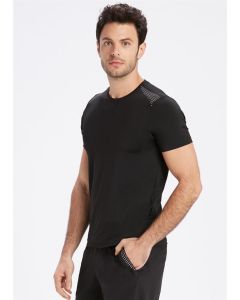 BLACK ZERO COLLAR ACTIVE FIT SPORT MEN T-SHIRT