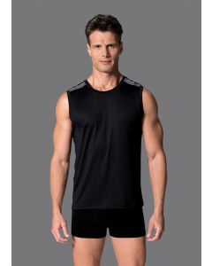 BLACK ZERO COLLAR ACTIVE SLEEVELESS T-SHIRT