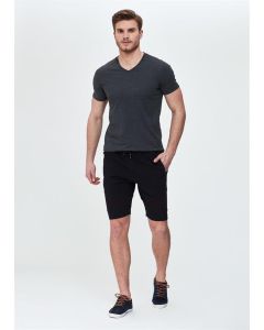 BLACK 2-THREAD ZIPPERED MEN'S SHORTS