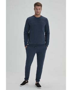 brushed petrol blue sweatshirt men