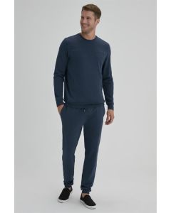 men brushed petrol blue sweatpants