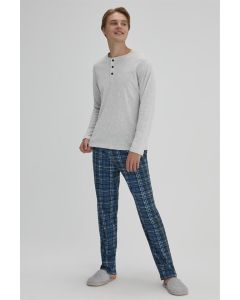 male blue plaid sweatpants