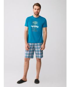 he turquoise collar plaid cotton shorts set of six