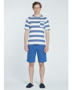 COTTON STRIPED O-COLLAR SHORTS SET