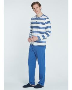 COTTON STRIPED LONG SLEEVE PAJAMAS SET