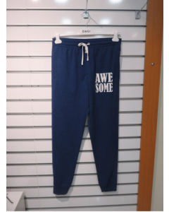 NAVY BLUE MELANGE PRINTED SWEATPANTS