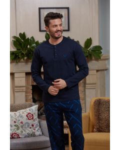 JACQUARD PATTERNED BOTTOM MEN'S PAJAMAS SET