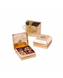 Cafer Erol Four Parted Golden Turkish Delight Cube Box