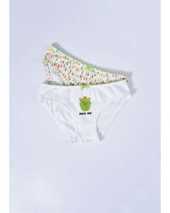 GREEN- ECRU 2 PCS COMBED CACTUS PATTERNED GIRL SLIP