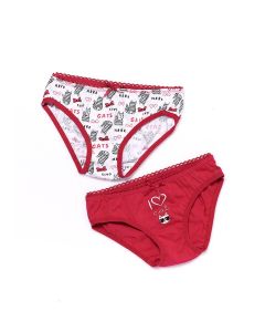 fuchsia-ecru cotton briefs cats Empirme girl 2s