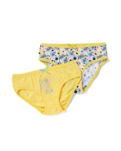 YELLOW COTTON EMPIRED GIRL 2-PIECE SLIP